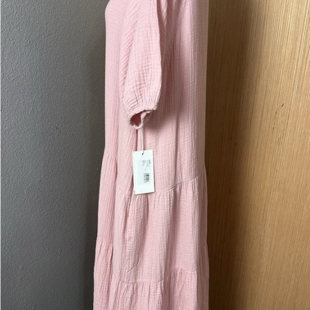Johnny Was Calme Pink V-Neck Puff Sleeve Maxi Dress - Picture 2 of 8
